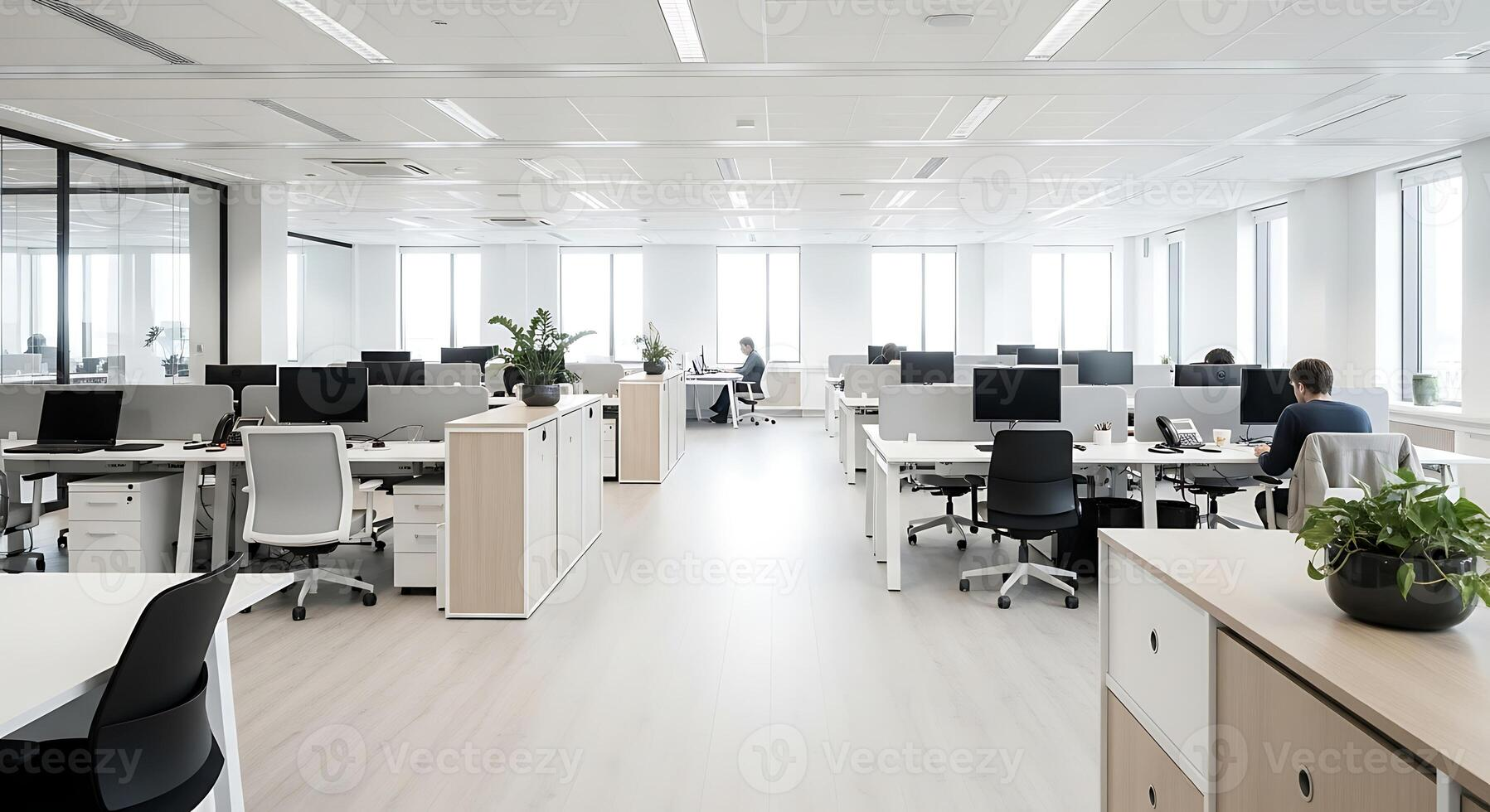 Sauberes, modernes Großraumbüro nach professioneller Büroreinigung durch Arioni in Frankfurt